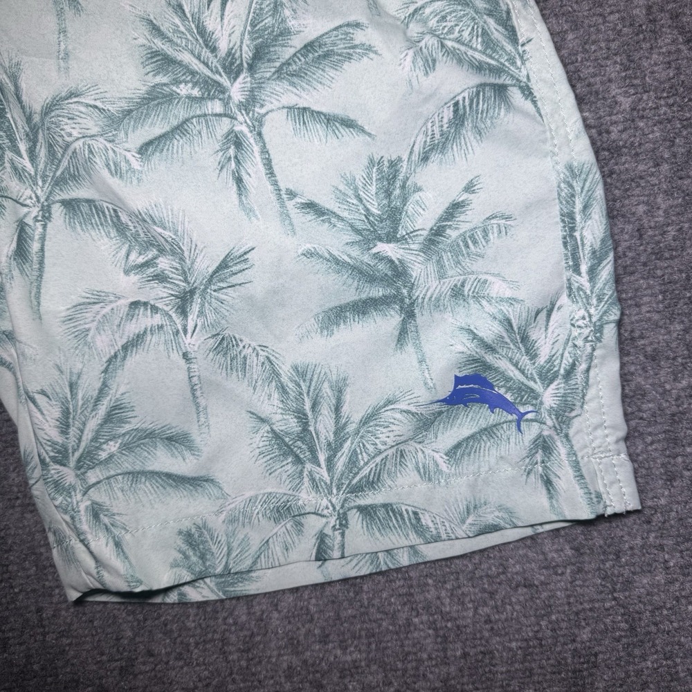 Tommy Bahama Swim Trunks Mens M Green Tropical Palm Print Board Shorts Liner - Picture 2 of 13